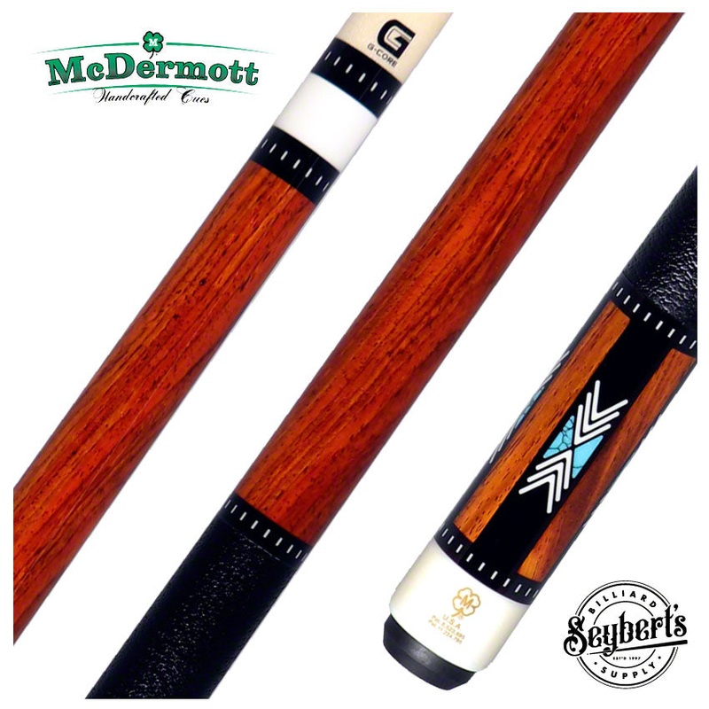 McDermott H Series Cocobolo Forearm with Turquoise/Black and White Inlays Pool Cue – H950