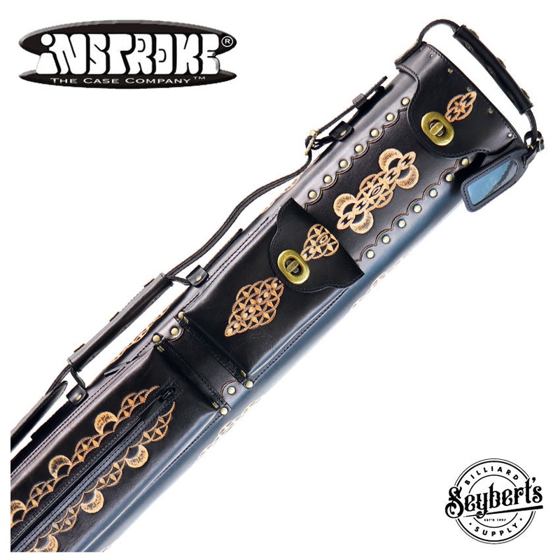 Instroke Saddle DO3 Black Air Hand Tooled 3×5 Pool Cue Case – 35D03BKH