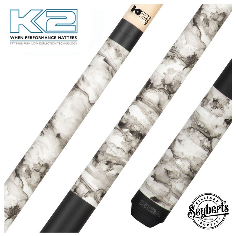 K2 KL101 White Smoke Matte Graphic Pool Cue with K2 LD 12.5mm Shaft – KL101