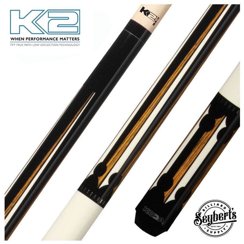 K2 KL130 Black/White and Bocote Graphic Pool Cue with 12.50mm K2 LD Shaft – KL130