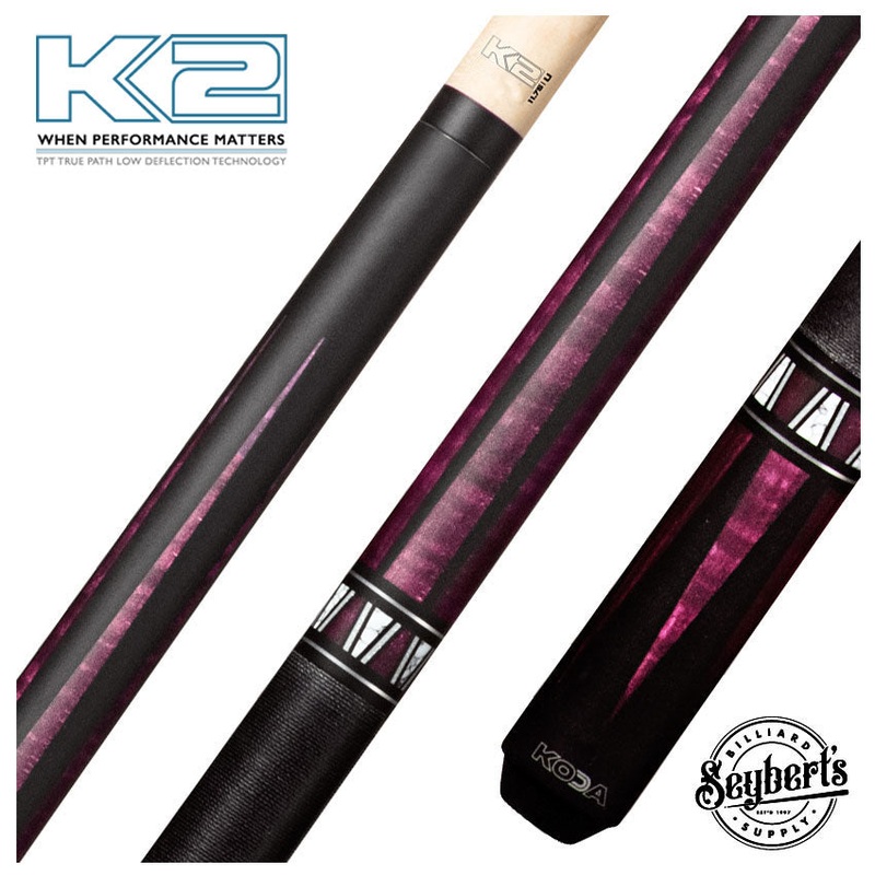 K2 KL170 4 Point Matte Black And Purple Graphic Pool Cue with 11.75mm LD Shaft – KL170