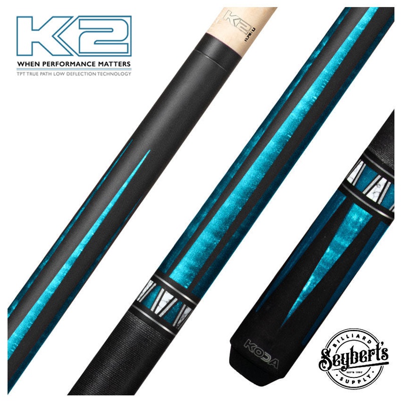 K2 KL172 4 Point Matte Black And Teal Graphic Pool Cue with 11.75mm LD Shaft – KL172