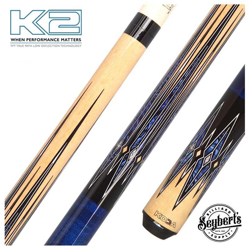 K2 KL181 8 Point Blue, Black, and Natural Graphic Pool Cue with 12.50mm LD Shaft – KL181