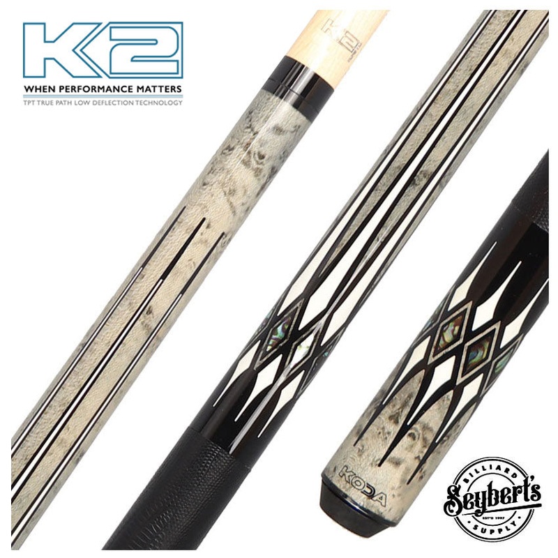 K2 KL192 Grey, Black, and Abalone Graphic Pool Cue with 11.75mm LD Shaft – KL192