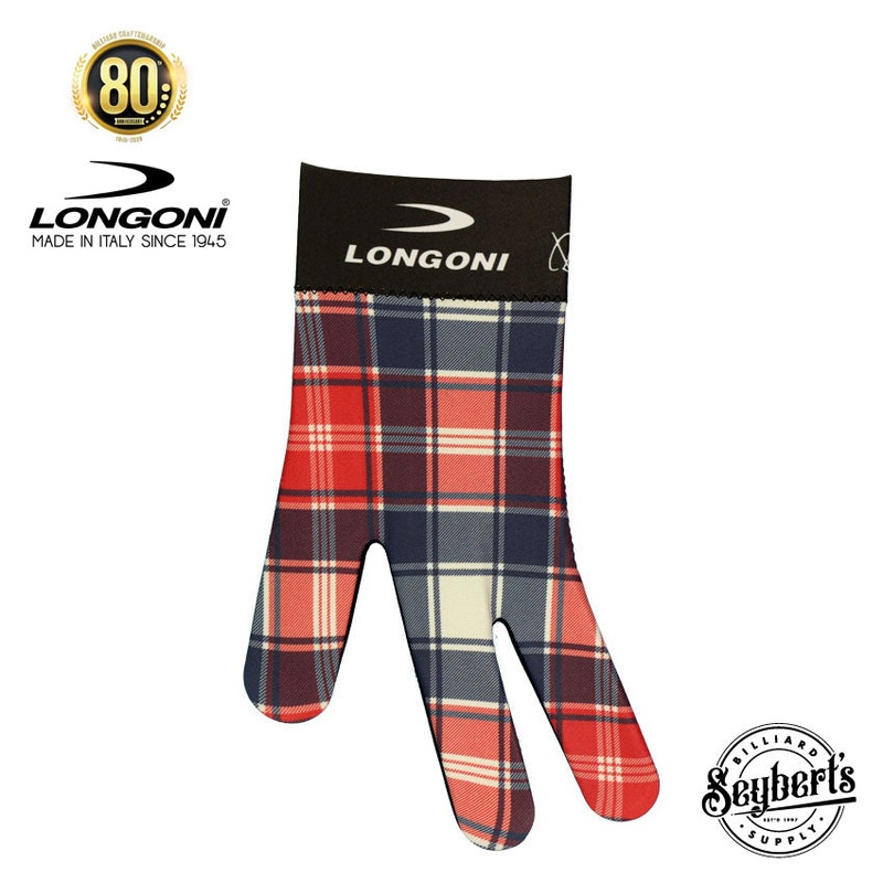 Longoni Left Hand Billiard Glove – Blue/Red Checkered