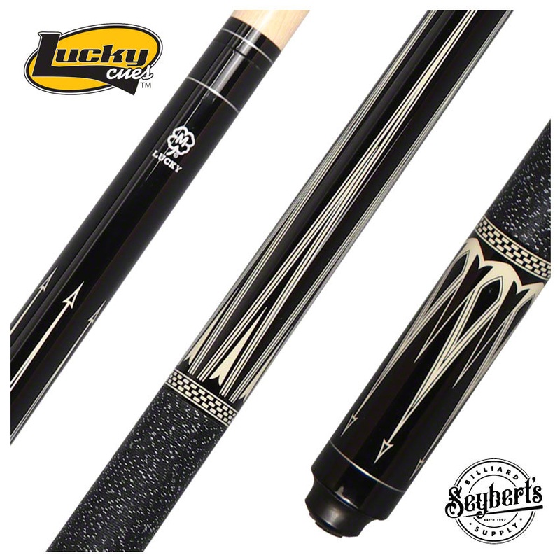 Lucky Black and White Graphic Pool Cue with Linen Wrap- L22