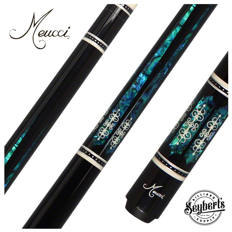 Meucci 21st Century 3  Black – Turq Pearl – Black Wrap Pool Cue with Pro Shaft – 2103BKTURBKP