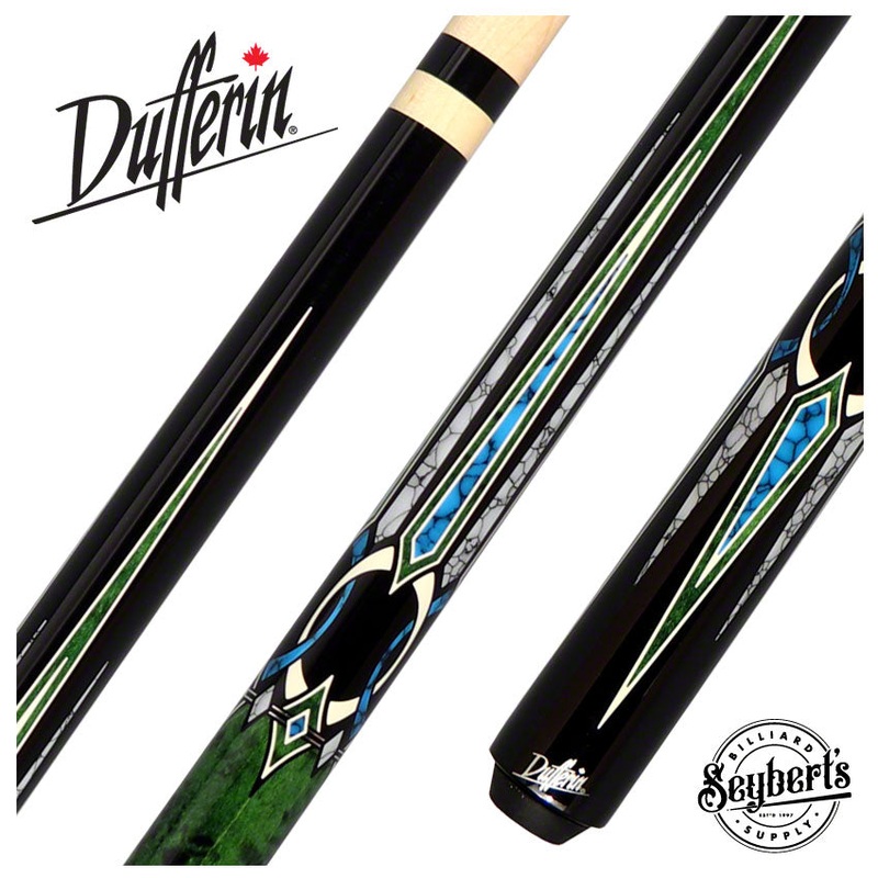 Dufferin 6 point Black and Green Graphic Pool Cue – D547