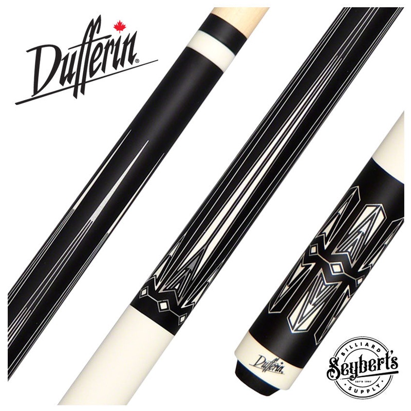 Dufferin 6 point Black / White Graphic Pool Cue – D548