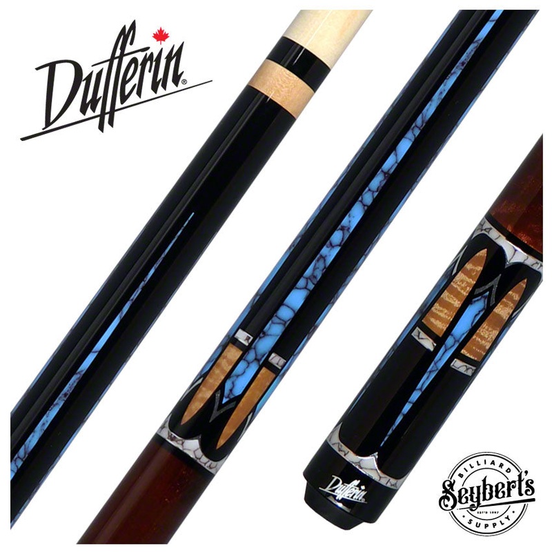 Dufferin Black With 6 Point Turquoise Graphic Graphic Pool Cue – D546