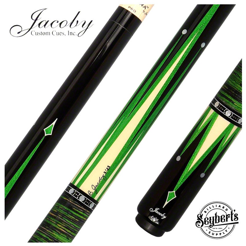 Jacoby Limited Edition Raven Pool Cue with Stacked Leather Wrap – 0917-52SWGRN