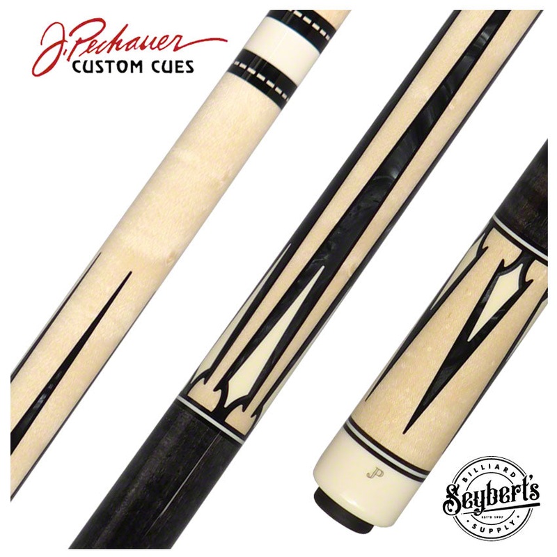 Pechauer JP Series Natural Stained Maple with Black Pearl Points and Ebony Stained Maple Wrapless Pool Cue – JP14E-BLK