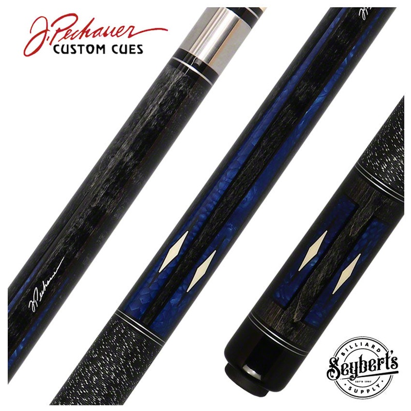 Pechauer Pro Series Ebony Stained Maple with Blue Avorion Resin Points and Inlays Pool Cue – P20C-B