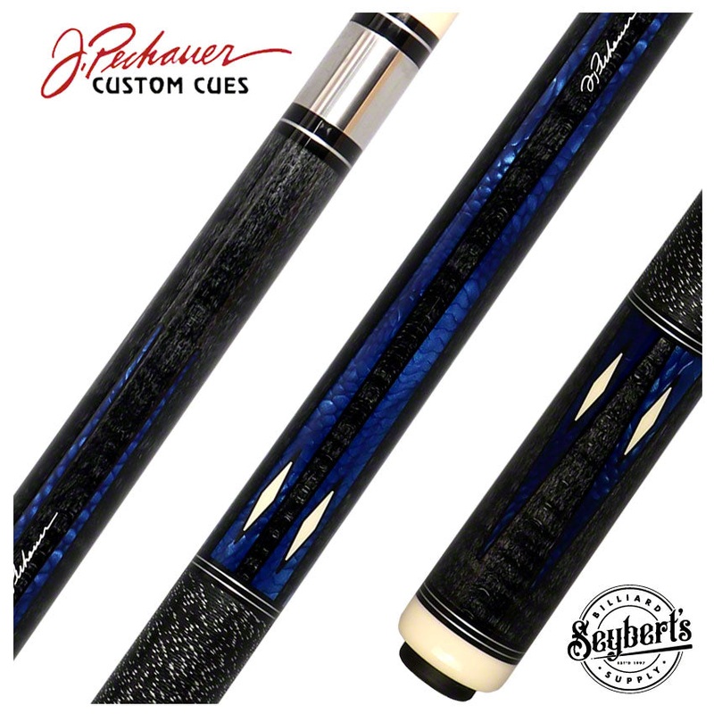 Pechauer Pro Series Ebony Stained Maple with Blue Avorion Resin Points Pool Cue – P19C-B