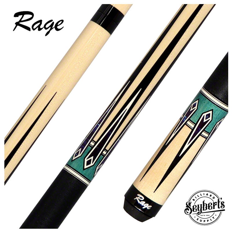 Rage 6 Point Graphic Natural / Teal Pool Cue – RG219