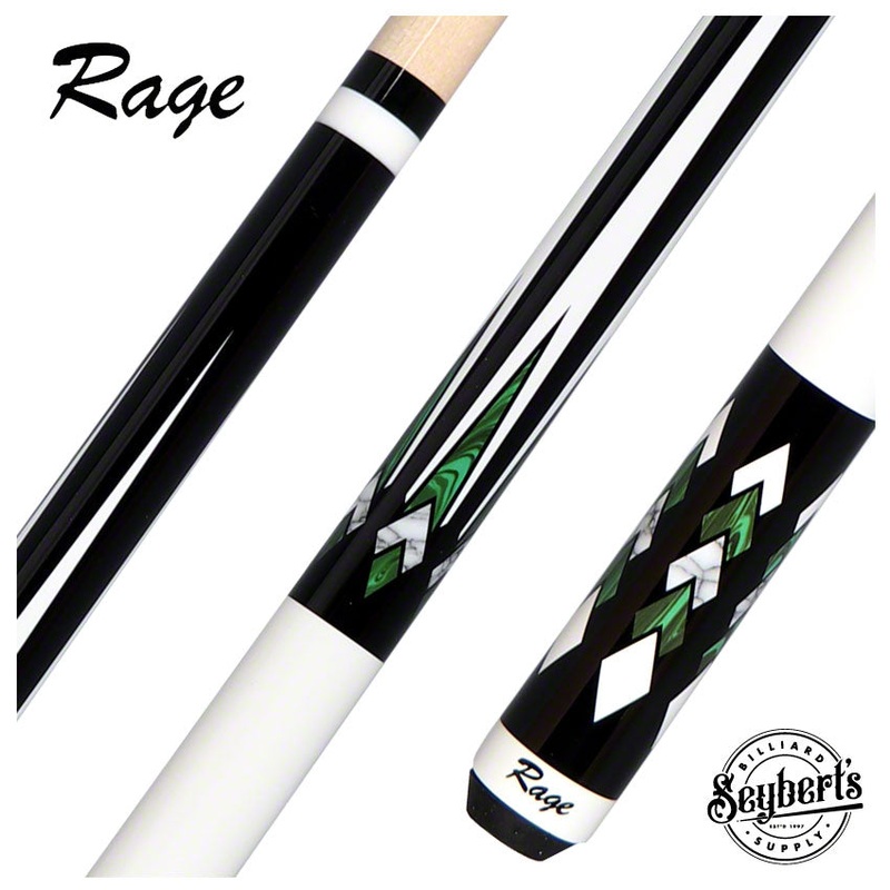 Rage Black with White and Green Points Pool Cue – RG221