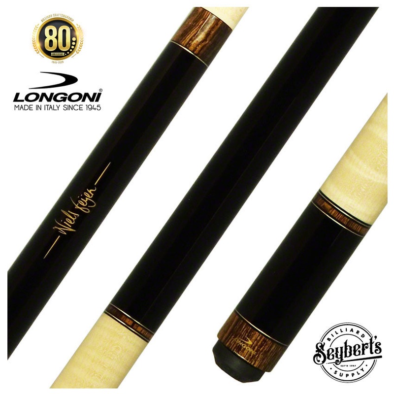Longoni Stecca Black Sparkle Curly No Wrap Pool Cue with S2 American Wood Shaft – LG24701