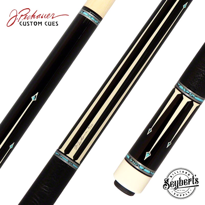 Pechauer Limited Edition Ebony with Sim. Ivory Points and Turquoise Inlays Pool Cue – PL33