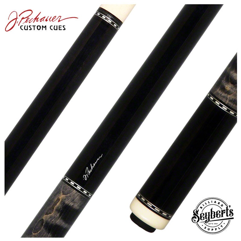Pechauer Pro Series Ebony Stained Maple with Gray Stained Maple Wrapless Pool Cue – P04R