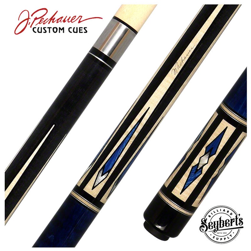 Pechauer Pro Series Ebony Stained Maple with Maple Points and Blue Pearl Inlays Pool Cue – P10N
