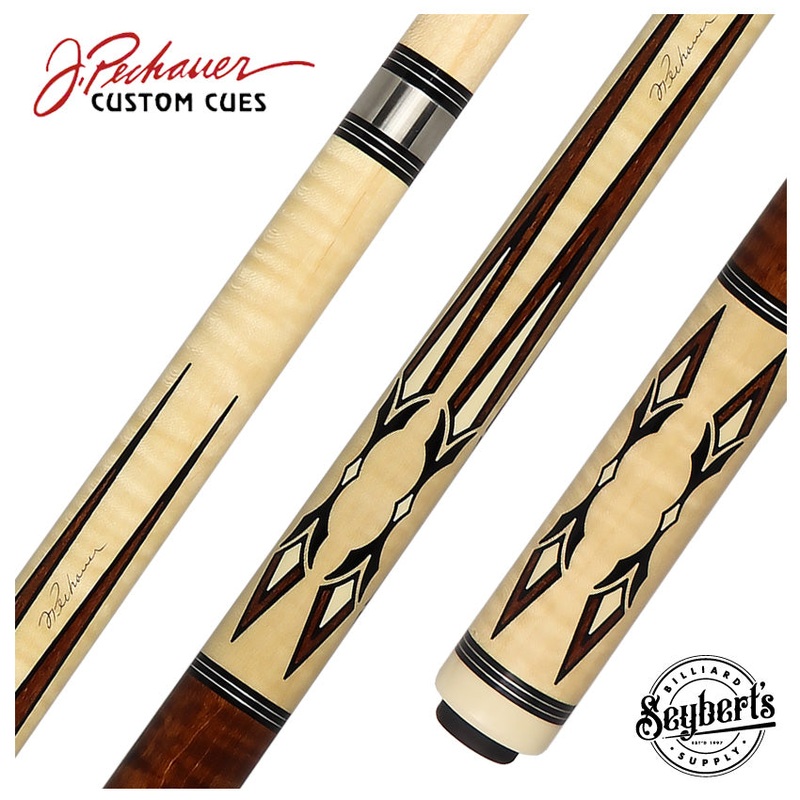 Pechauer Pro Series Natural Stained Maple with Snakewood Points and Chestnut Stained Maple Wrapless Pool Cue – P20N