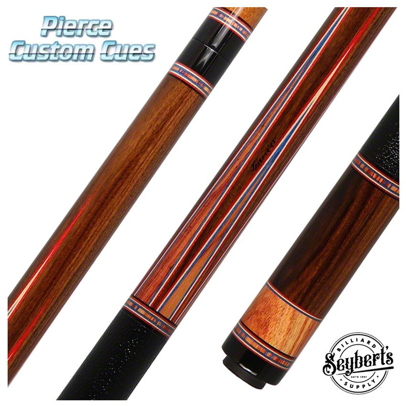 Pierce Custom Cue -Pau Ferro & Brazilian Tulipwood South West style 6 point Red/White/Blue Veneers