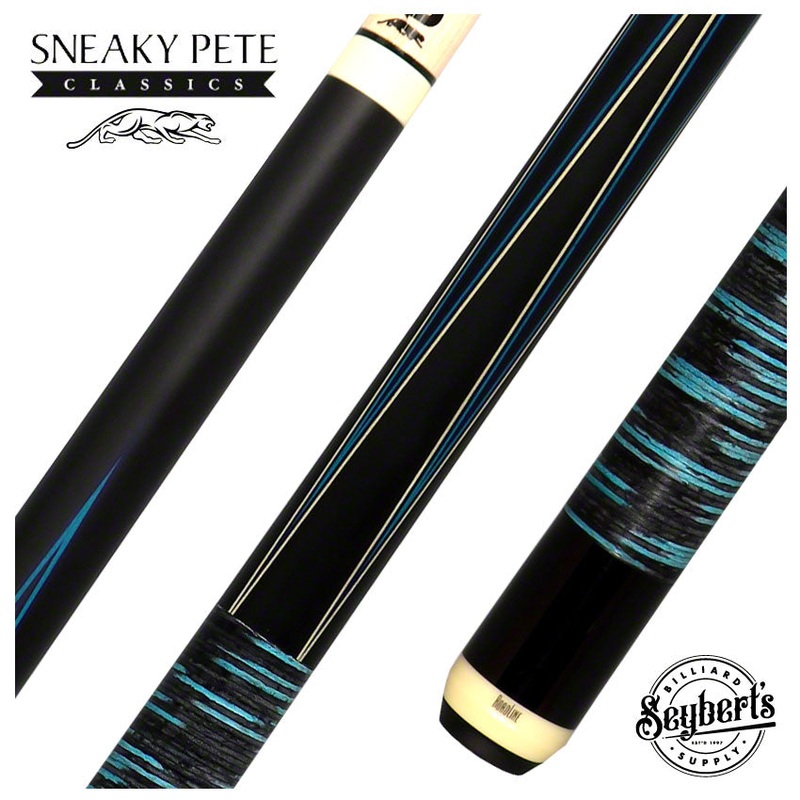 Predator 4 Point Sneaky Pete Black/Turquoise Stacked Leather Wrap Pool Cue – True Splice – SP4BL-SLWMXBKTUR