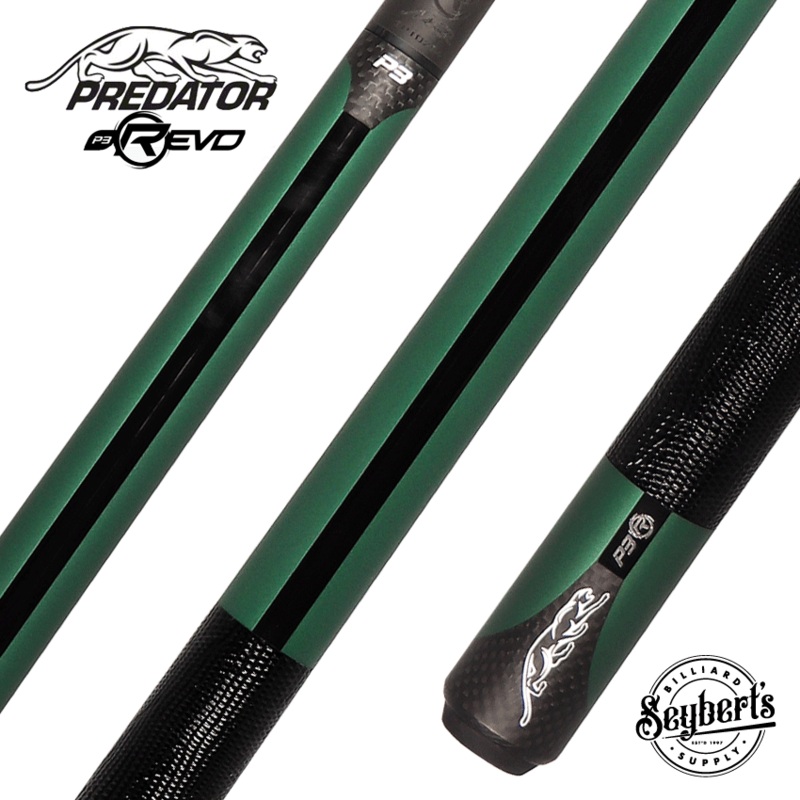 Predator P3  Matte Metallic Green Pool Cue With Black Lizard Wrap – P3GRNUC-LWBKLZ