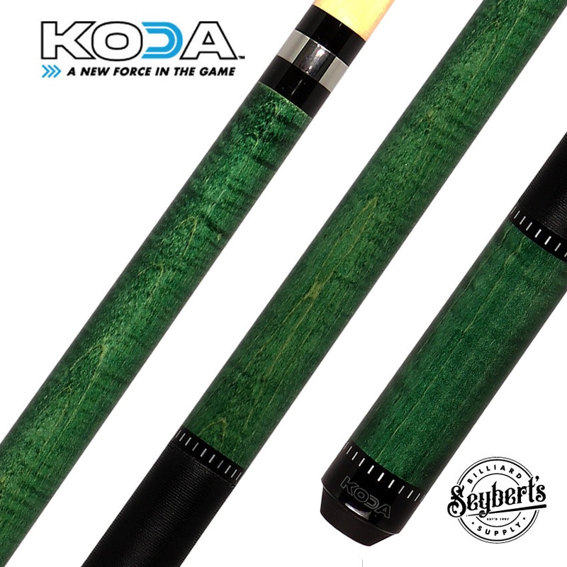KODA Green-Stained Maple Pool Cue with Linen Wrap