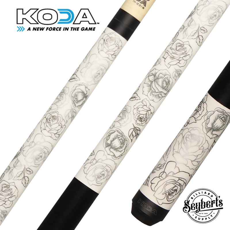 KODA White Rose Graphic Pool Cue – KDV30WH
