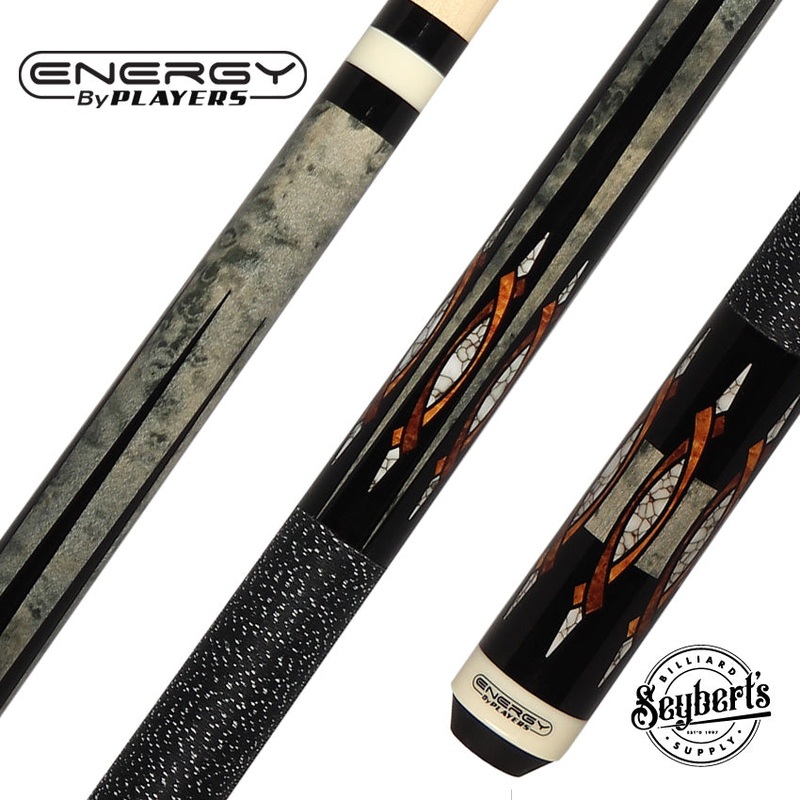 Players Energy Series Grey Stain with Black Points Graphic Pool Cue – HC18