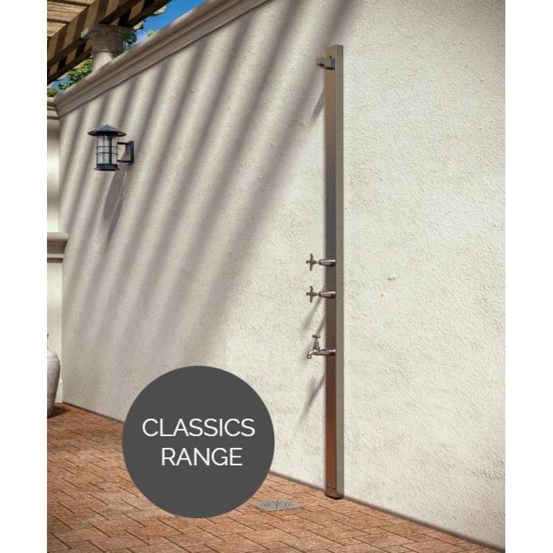 Rainware Outdoor Shower – Aussie Wall 2400 – Hot & Cold Shower + Footwash Wall Mounted