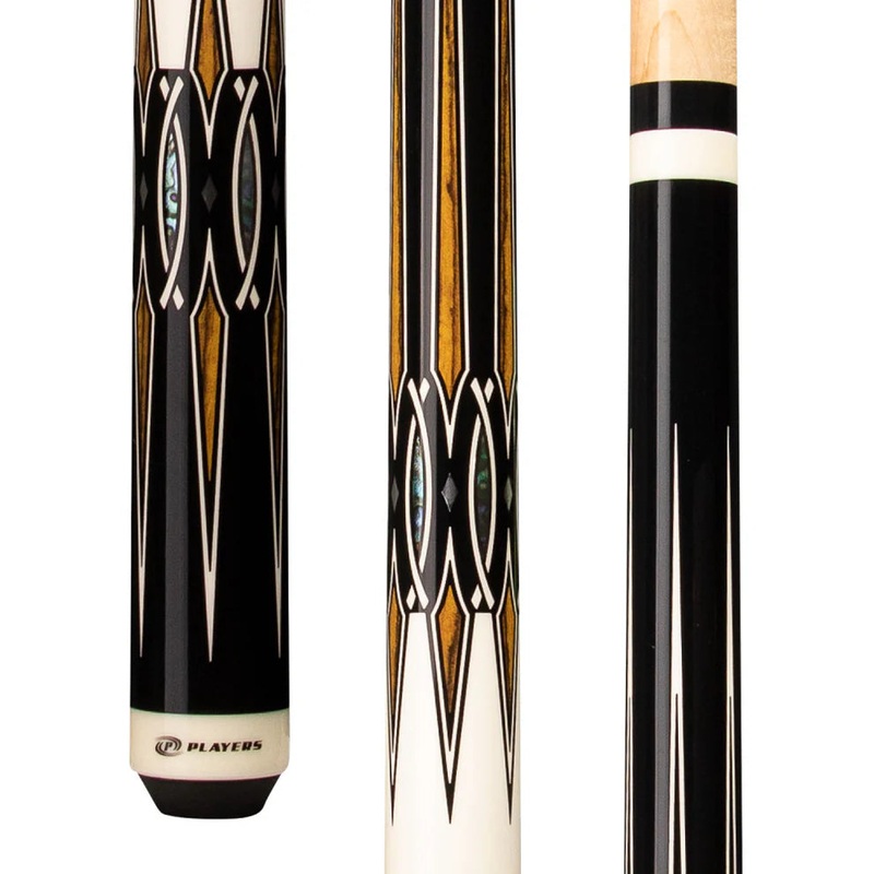PLAYERS E2332 White Black & Abalone Wrapless Pool Cue