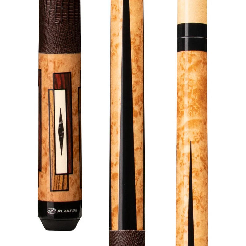 PLAYERS E2340 Antique Maple & Cocobolo Pool Cue w/ Embossed Leather Wrap