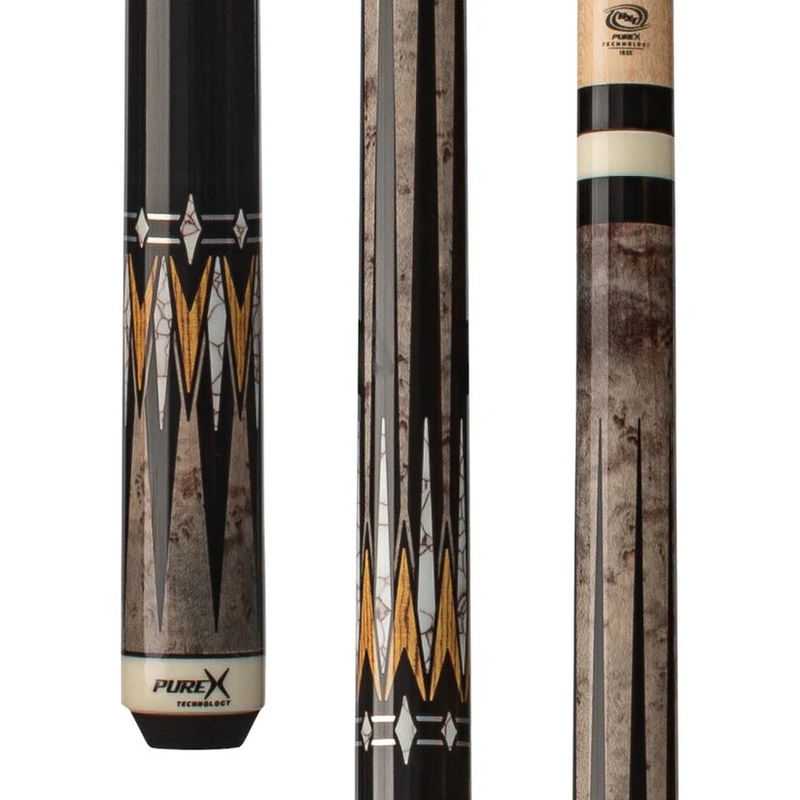 Pure X HXT101 Grey Stain Birdseye Maple Pool Cue with Bocote Accents