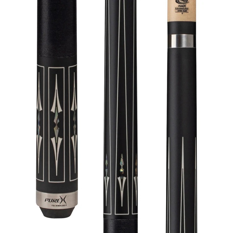 Pure X HXT105 Matte Black Pool Cue w/ Mother of Pearl Design and Black Linen Wrap