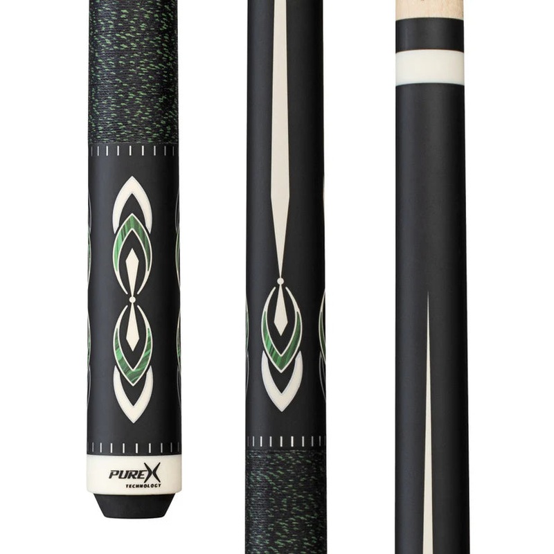 Pure X HXT106 Matte Black Pool Cue w/ Malachite and White Accents
