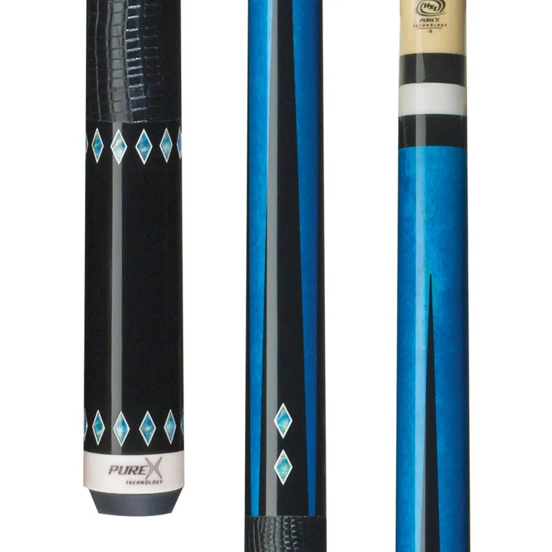 Pure X HXT32 Teal Birdseye Maple Pool Cue w/ Embossed Leather Wrap
