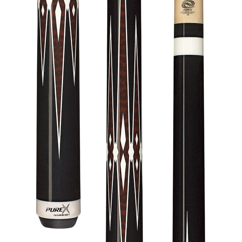 PURE X HXT4 Midnight Black & Zebrawood Wrapless Pool Cue
