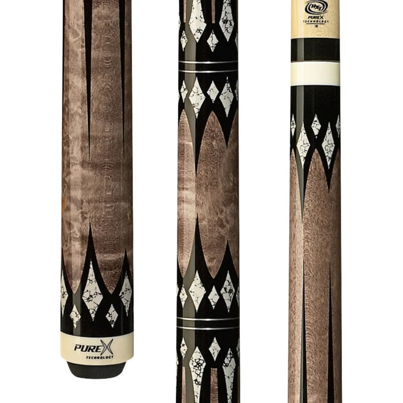 Pure X HXT65 Antique Stain & Black/White Points Wrapless Pool Cue