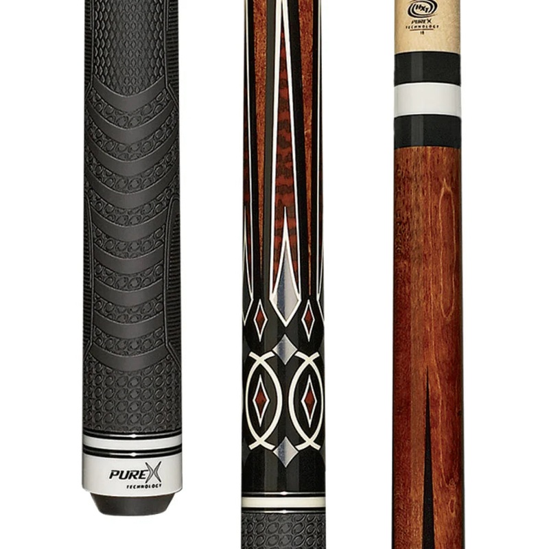 Pure X HXT66 Cherry & Black/White Points Pool Cue w/ MZ Grip