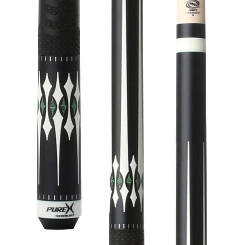 Pure X HXT68 Matte Black/Imitation Bone & Green Malachite Pool Cue w/ MZ Grip