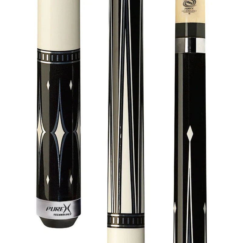 Pure X HXT90 Black & White 6-Point Diamond Pool Cue
