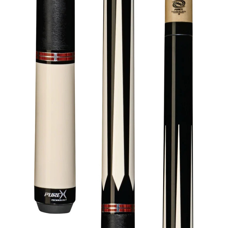 Pure X HXT96 Black and White Pool Cue w/ Cocobolo and Black Linen Wrap