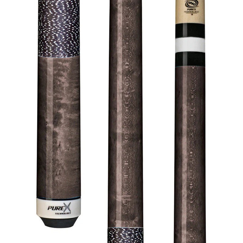 Pure X HXTC12 Grey Stained Birdseye Maple Pool Cue w/ Black and White Linen Wrap