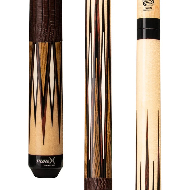 Pure X HXTE14 Natural Birdseye Maple Pool Cue w/ Cocobolo and Brown Leather Wrap
