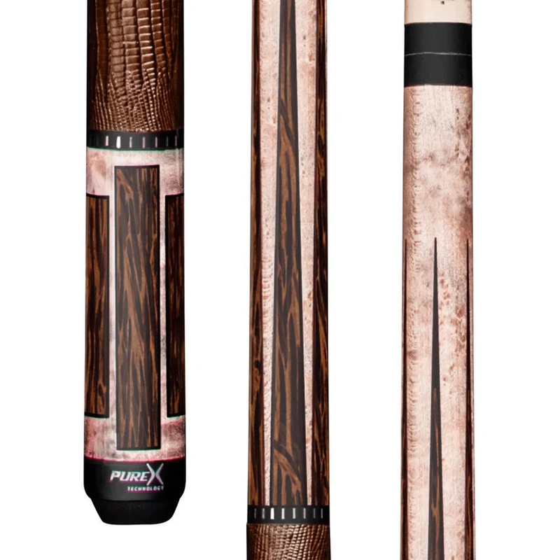 Pure X HXTE15 Matte Smoke Grey Birdseye Pool Cue w/ Brown Leather Wrap