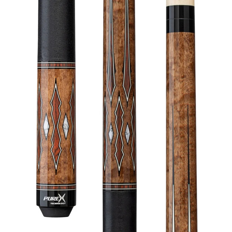 Pure X HXTE17 Coffee Stained Maple Pool Cue w/ Cocobolo and White Accents