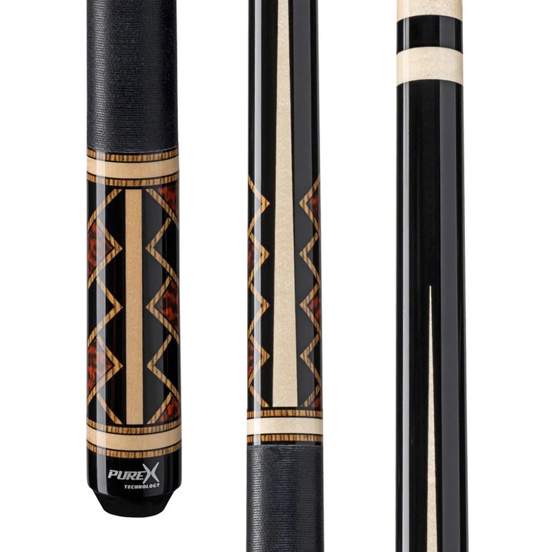 Pure X HXTE19 Midnight Black Pool Cue w/ Natural Maple, Bocote, and Thuya Burl Accents