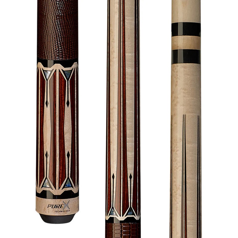 Pure X HXTE4 Natural Birdseye Maple Pool Cue w/ Brown Embossed Leather Wrap